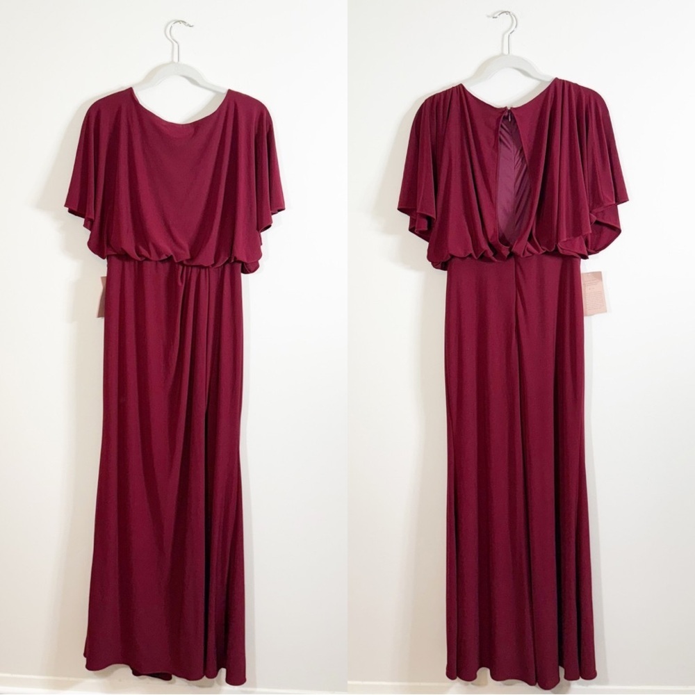 NWT BHLDN Lena Bridesmaid Formal Dress Maroon Size 10 - Picture 2 of 5